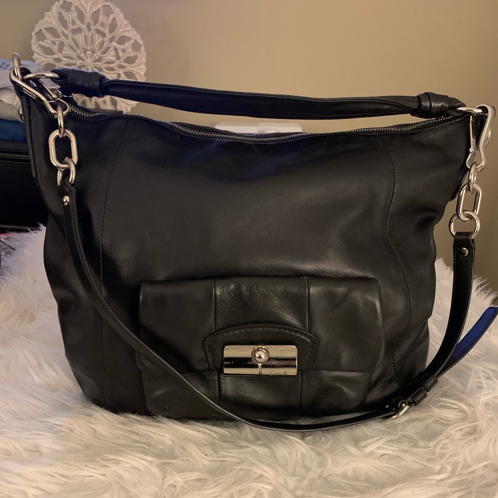 Womens Kristin Coach slouch crossbody handbag black large retail $200